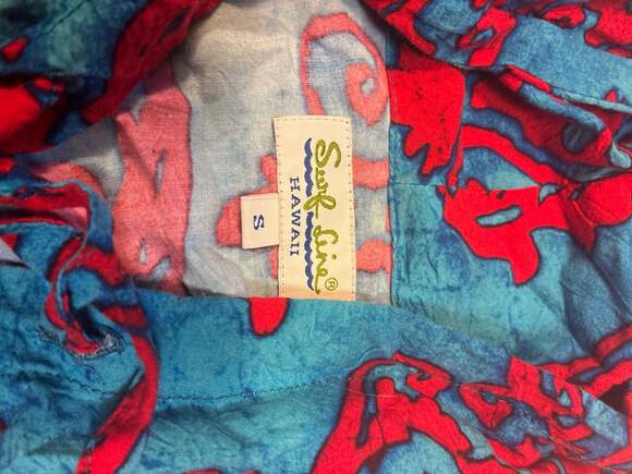 Vintage Surf Line Hawaii Jams Red and Blue Floral Full Zip Hoodie Jacket Size Sm - Picture 6 of 10